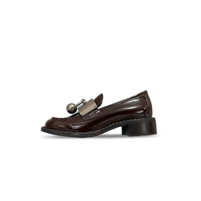 PRADA BRUSHED LEATHER LOAFERS WITH METAL DETAILS 1D981N 